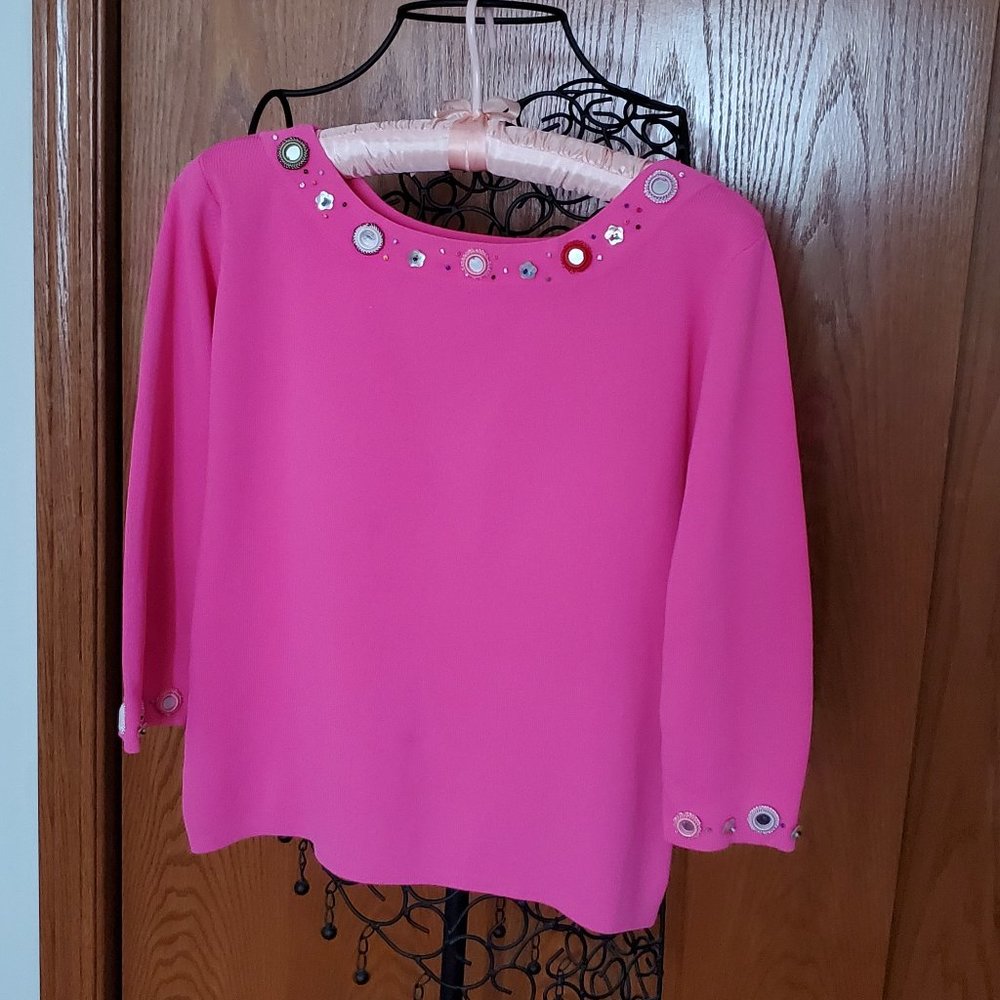 Joseph A Hot Pink Knit Top Size M